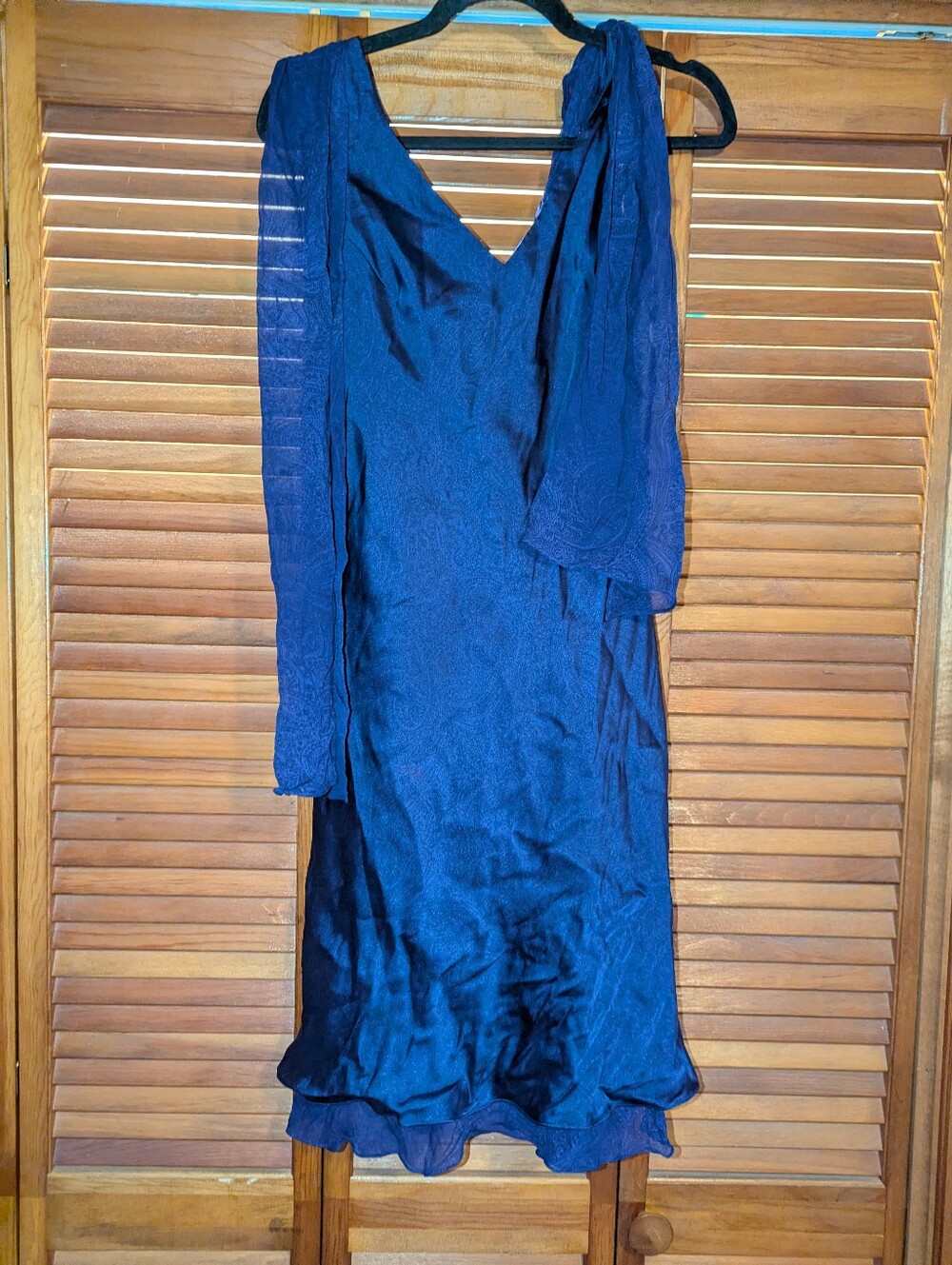 Grape Purple Paisley Silk Midi Dress With Matching scarf 2000s 90s Whimsigoth